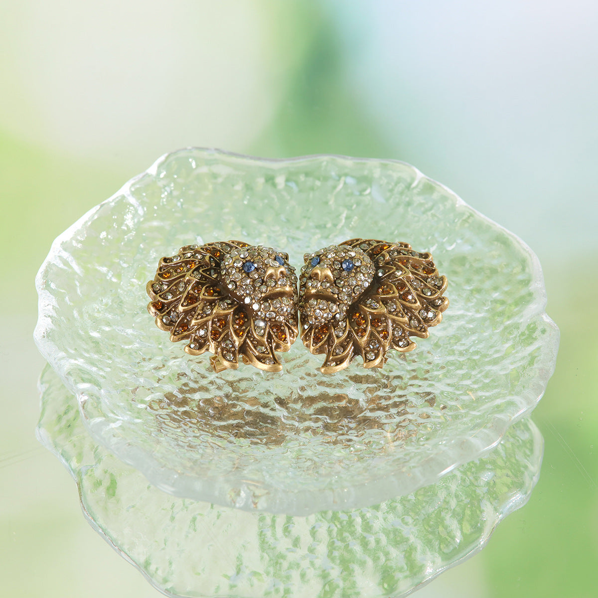 Vintage Statement Stone Inlay Earrings Handcrafted Design