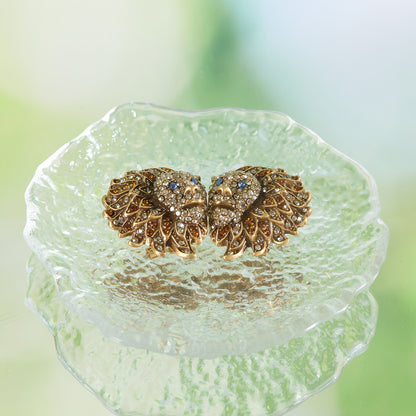 Vintage Statement Stone Inlay Earrings Handcrafted Design
