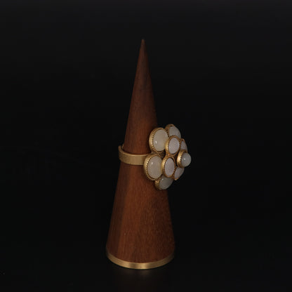 Vintage Agate Geometric Refined Handcrafted Open Ring Timeless Style