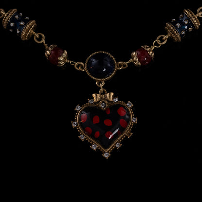 Vintage Enamel Heart Refined Necklace for Ladies