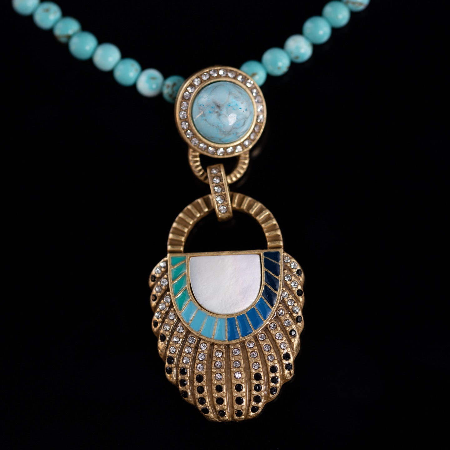 Vintage Natural Stone Geometric Luxury Necklace Handcrafted Design