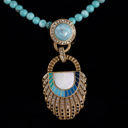 Vintage Natural Stone Geometric Luxury Necklace Handcrafted Design
