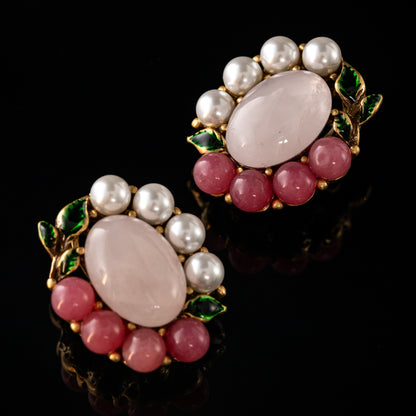 Vintage Natural Stone Floral Refined Polished Earrings Timeless Style
