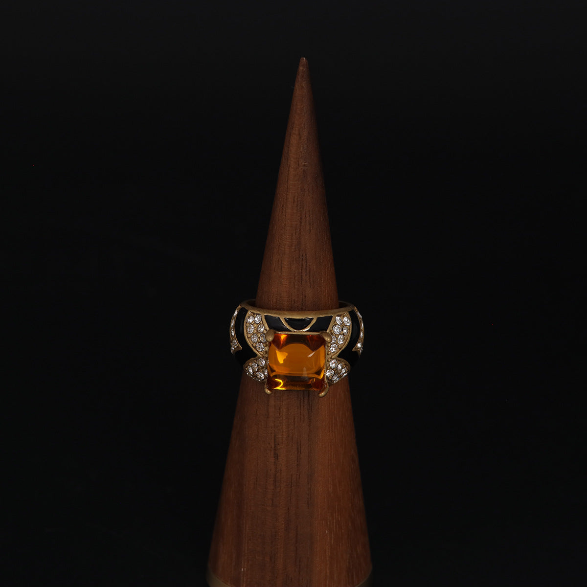 Vintage Enamel Geometric Timeless Handcrafted Open Ring Gift Jewelry