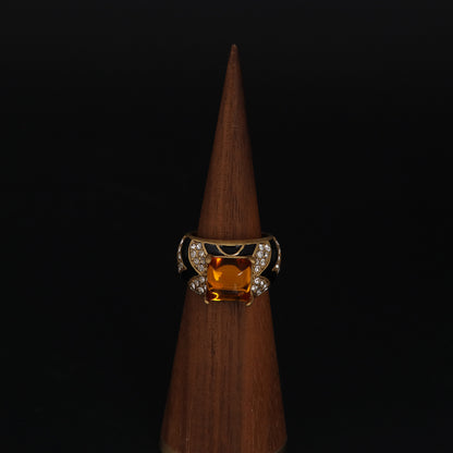 Vintage Enamel Geometric Timeless Handcrafted Open Ring Gift Jewelry