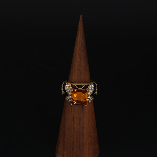 Vintage Enamel Geometric Timeless Handcrafted Open Ring Gift Jewelry