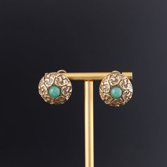 Vintage Jade Geometric Artisan Handcrafted Earrings Handcrafted Design