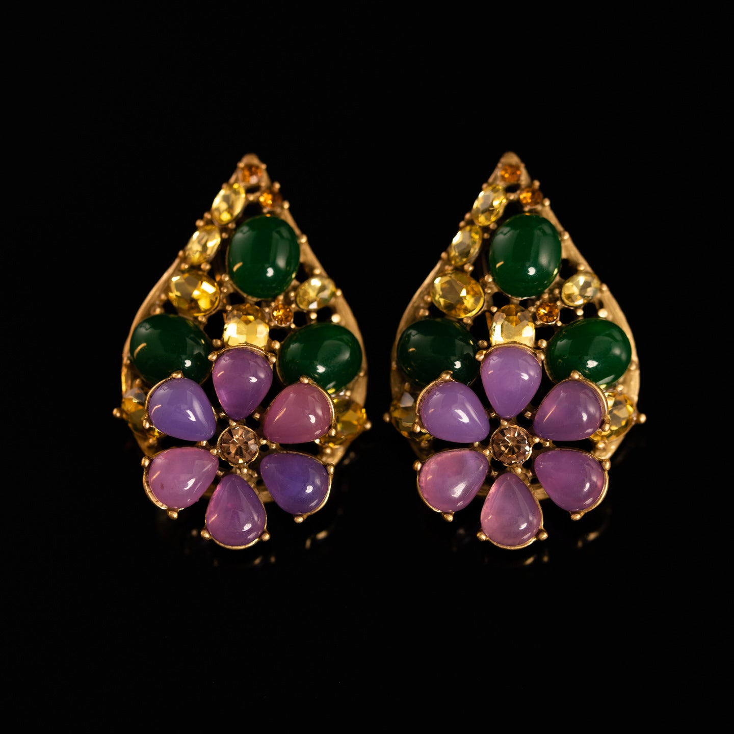 Vintage Natural Stone Floral Chic Earrings for Ladies