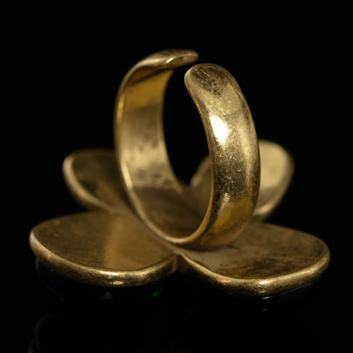 Vintage Natural Stone Geometric Classic Open Ring