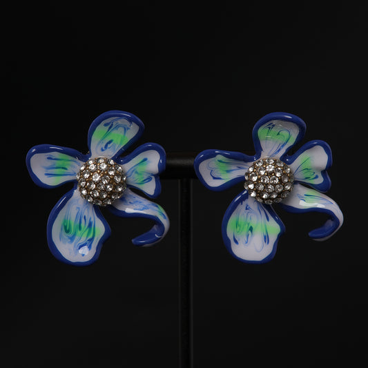 Vintage Enamel Floral Chic Earrings Gift Jewelry