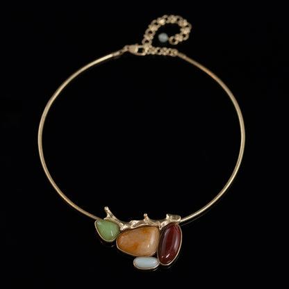 Vintage Agate Geometric Classic Necklace Gift Jewelry