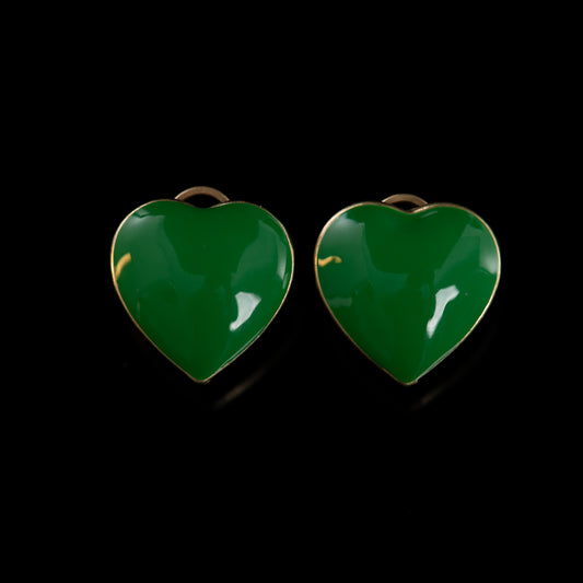 Vintage Elegant Stone Inlay Earrings Handcrafted Design
