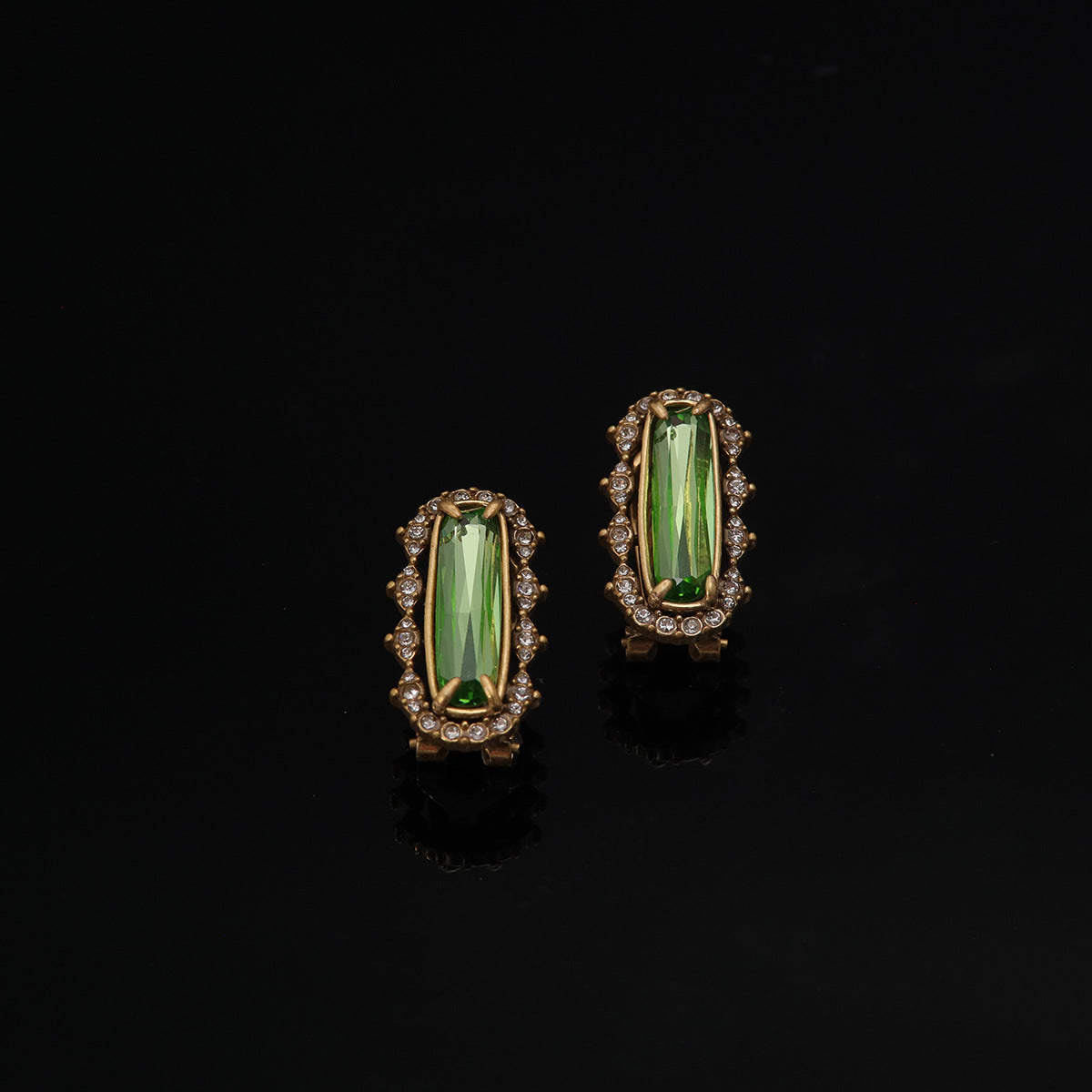 Vintage Geometric Classic Stone Inlay Earrings Handcrafted Design