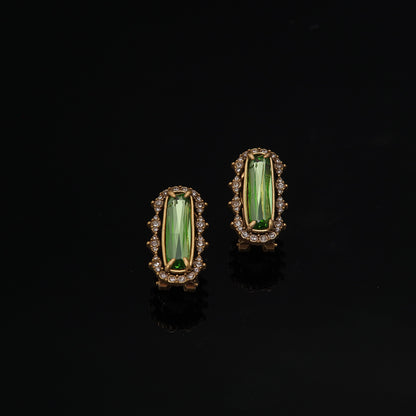 Vintage Geometric Classic Stone Inlay Earrings Handcrafted Design