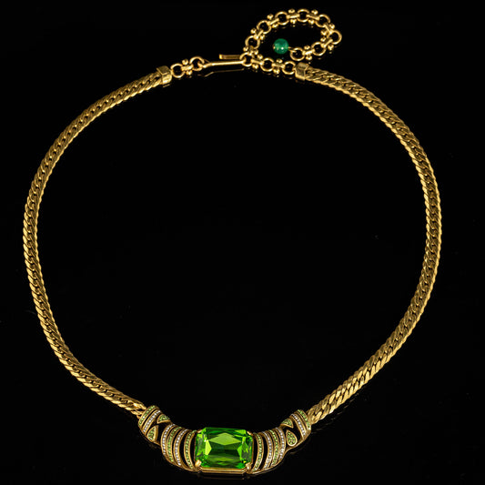 Vintage Refined Stone Inlay Necklace Gift Jewelry