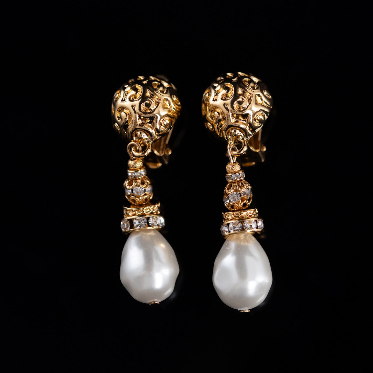 Vintage Pearl Heart Elegant Handcrafted Earrings Gift Jewelry
