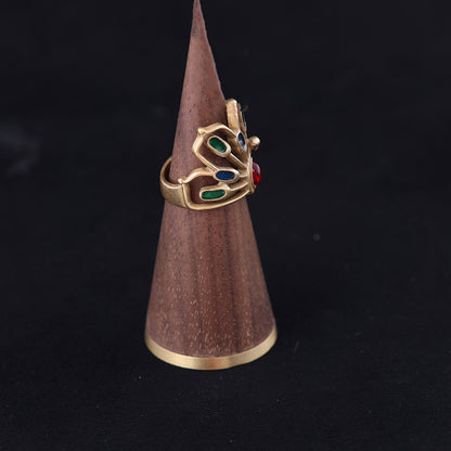 Vintage Enamel Classic Statement Open Ring Timeless Style