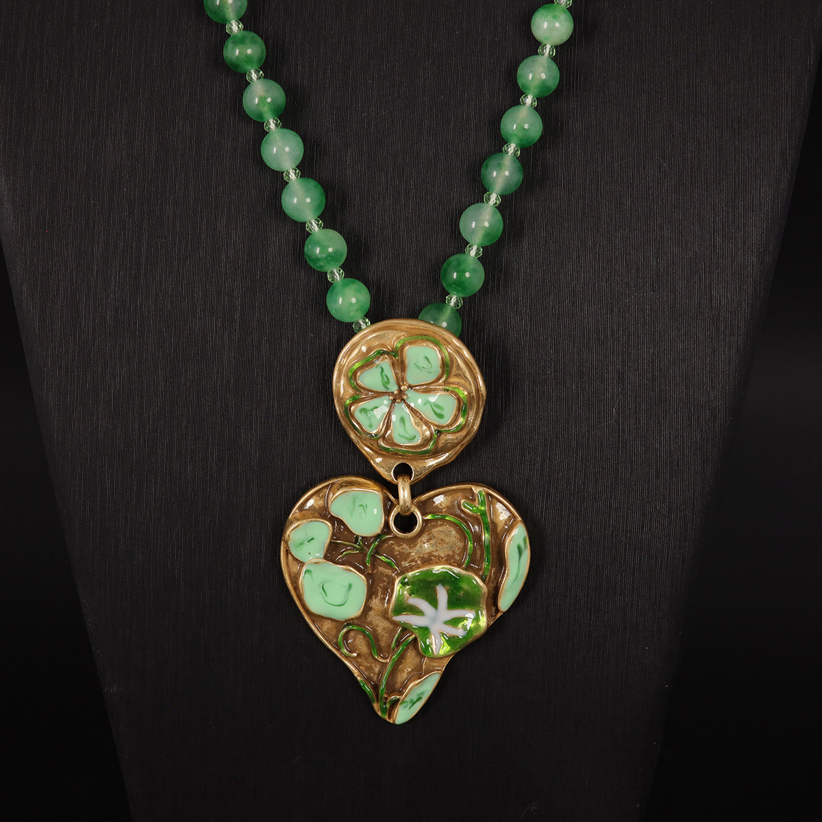 Vintage Agate Heart Elegant Necklace Gift Jewelry