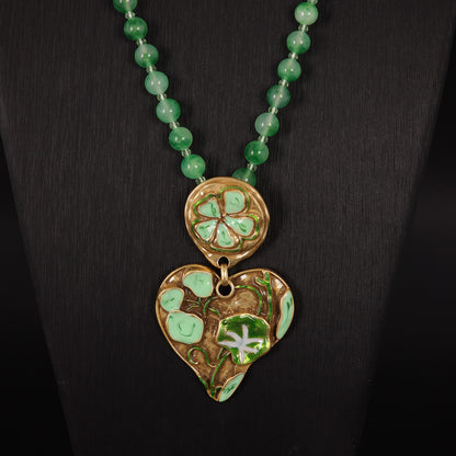 Vintage Agate Heart Elegant Necklace Gift Jewelry
