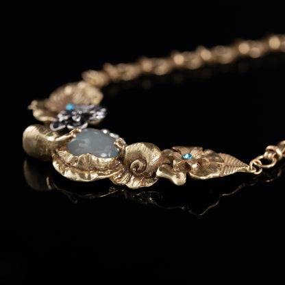 Vintage Natural Stone Floral Elegant Polished Necklace for Women