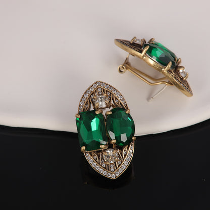 Vintage Chic Stone Inlay Earrings for Ladies
