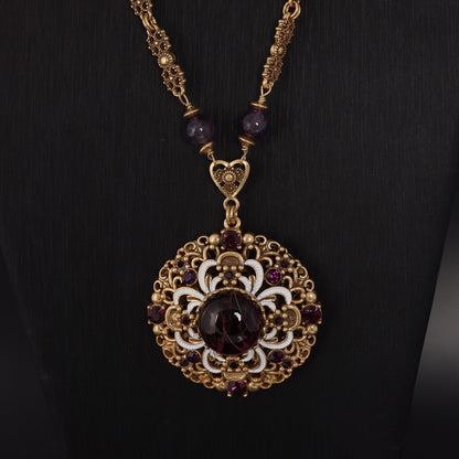 Vintage Glass Statement Artisan Necklace Handcrafted Design