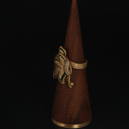Vintage Leaf Refined Handcrafted Open Ring Handcrafted Design