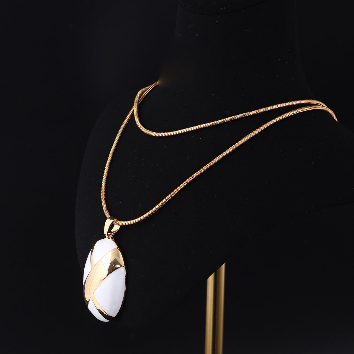 Vintage Enamel Geometric Chic Necklace Gift Jewelry