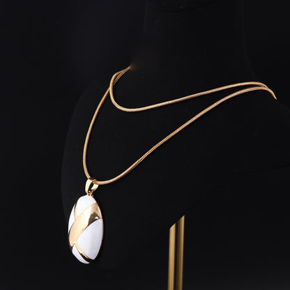 Vintage Enamel Geometric Chic Necklace Gift Jewelry