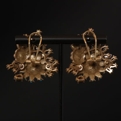 Vintage Luxury Stone Inlay Earrings Timeless Style