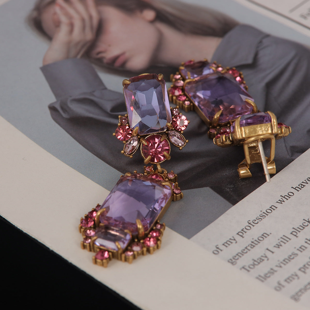 Vintage Classic Stone Inlay Earrings for Women