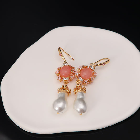 Vintage Pearl Baroque Chic Earrings Handcrafted Design