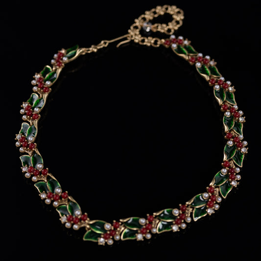Vintage Enamel Elegant Refined Necklace Handcrafted Design