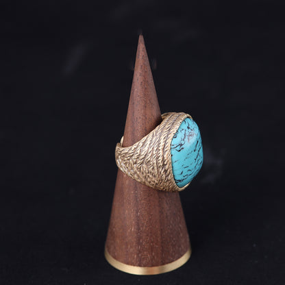 Vintage Geometric Refined Stone Inlay Open Ring Gift Jewelry