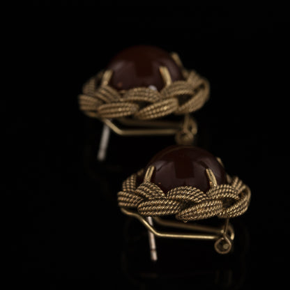 Vintage Agate Refined Stone Inlay Earrings for Women