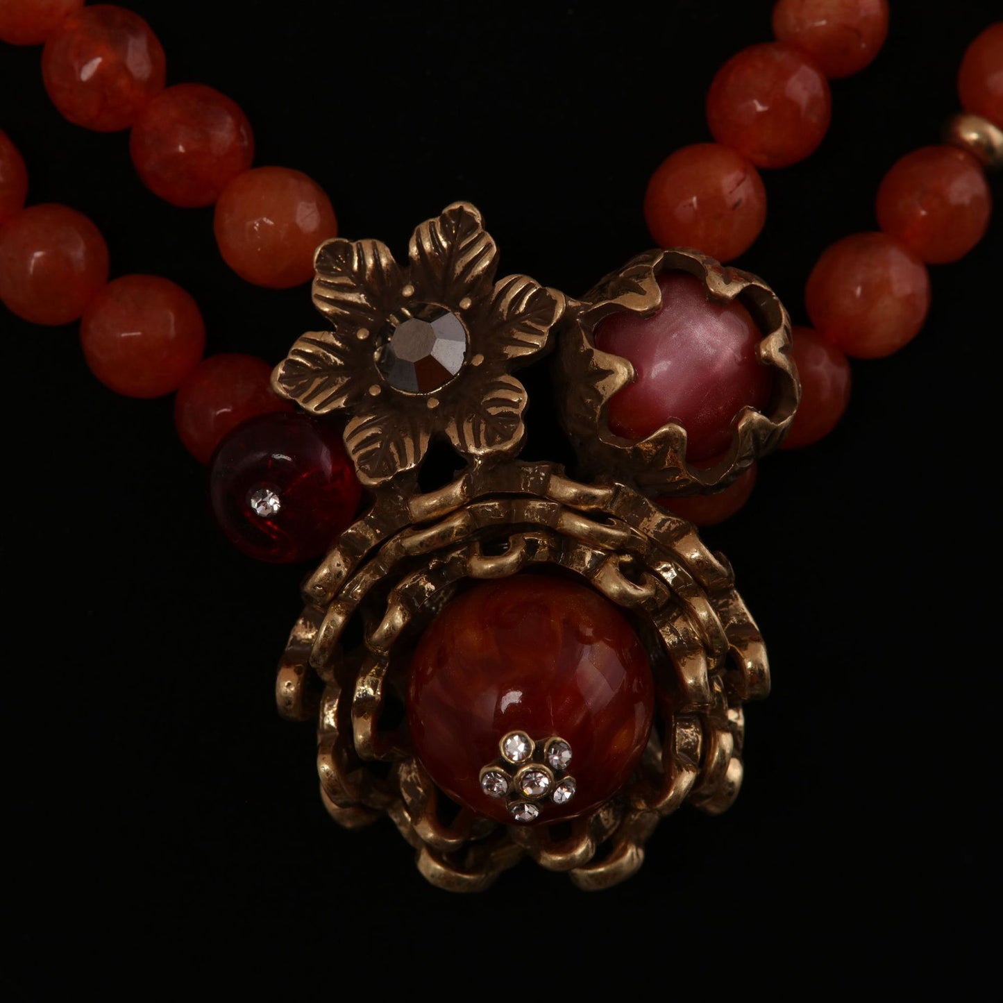 Vintage Agate Floral Statement Handcrafted Necklace for Ladies