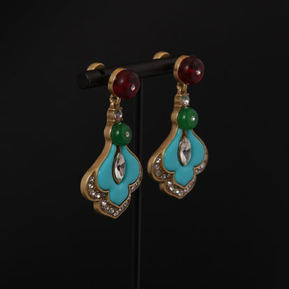 Vintage Enamel Statement Refined Earrings Handcrafted Design