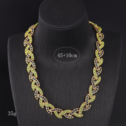 Vintage Luxury Stone Inlay Necklace Handcrafted Design