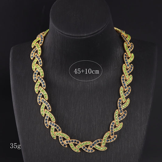 Vintage Luxury Stone Inlay Necklace Handcrafted Design