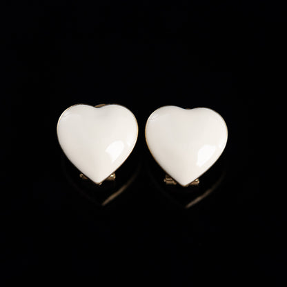 Vintage Enamel Heart Statement Handcrafted Earrings Timeless Style