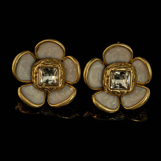 Vintage Enamel Heart Timeless Handcrafted Earrings Timeless Style