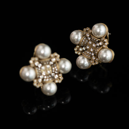 Vintage Pearl Geometric Statement Handcrafted Earrings Handcrafted Design