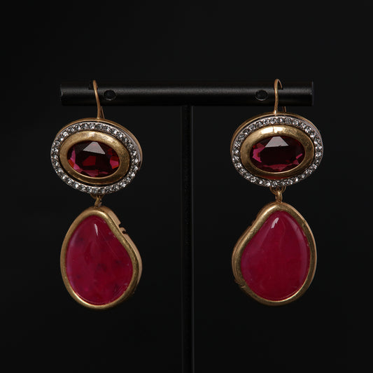 Vintage Natural Stone Statement Earrings Gift Jewelry