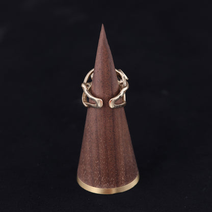 Vintage Geometric Statement Stone Inlay Open Ring Timeless Style