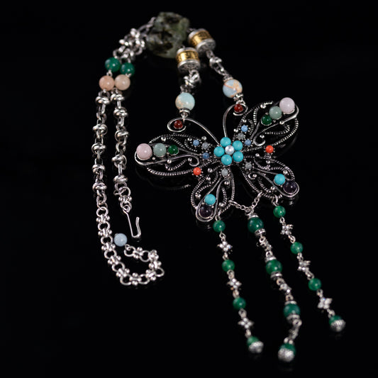 Vintage Natural Stone Butterfly Elegant Necklace Timeless Style