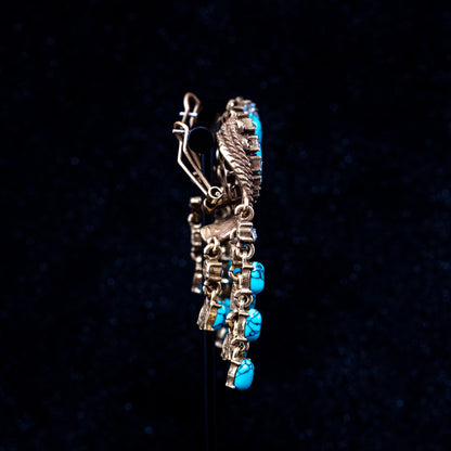 Vintage Statement Stone Inlay Earrings Timeless Style
