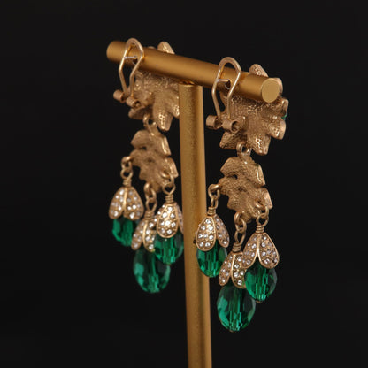 Vintage Crystal Floral Artisan Earrings for Women