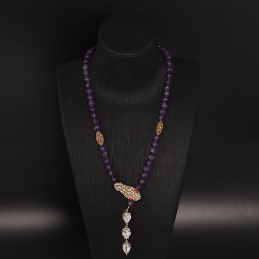 Vintage Glass Statement Stone Inlay Necklace for Women