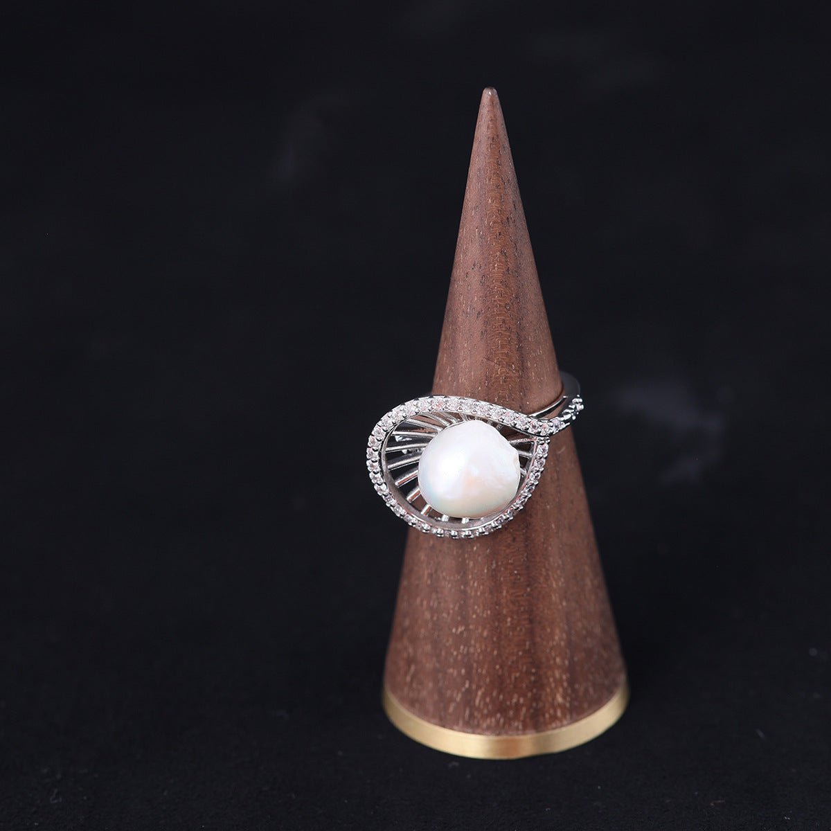 Vintage Pearl Geometric Luxury Handcrafted Open Ring