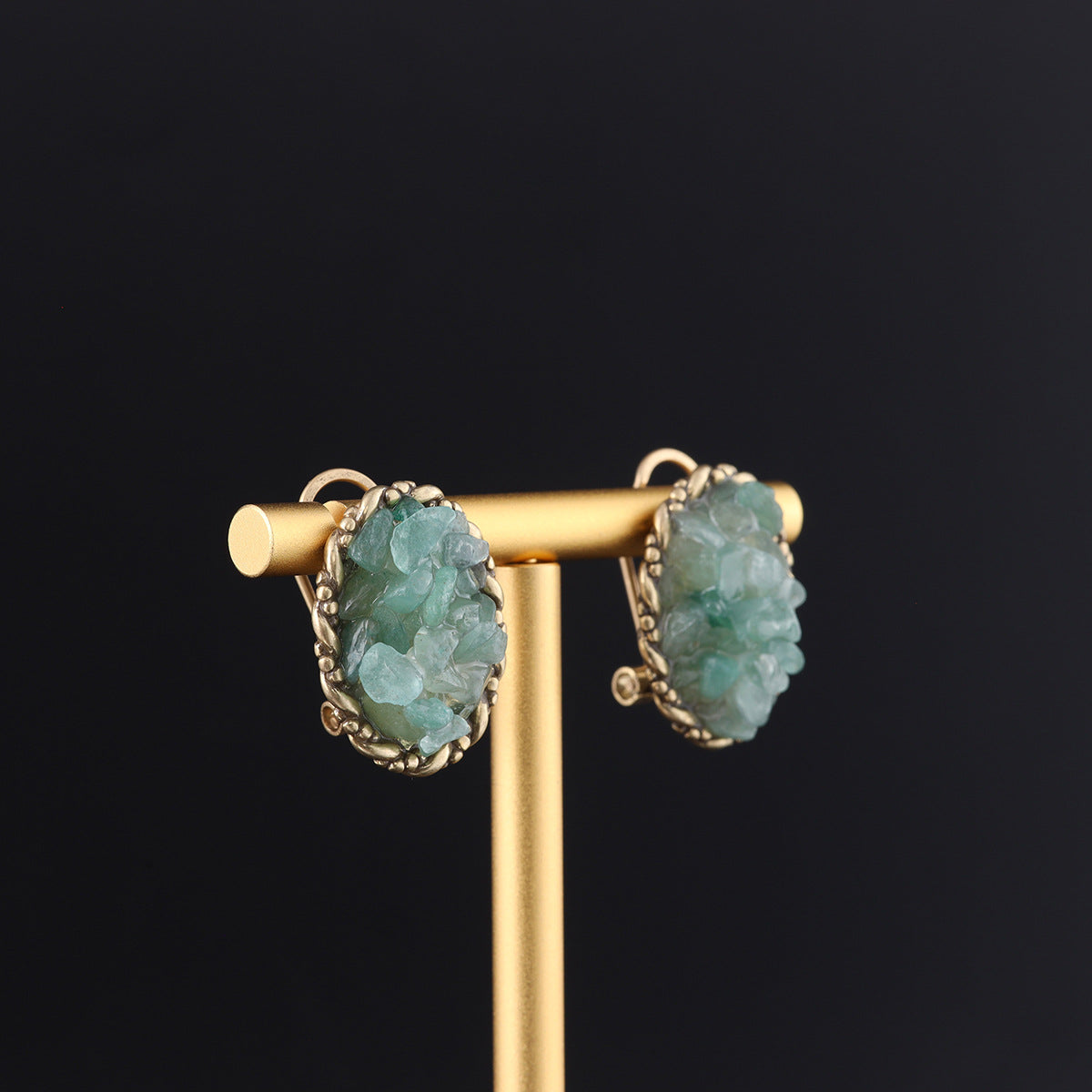 Vintage Natural Stone Geometric Classic Handcrafted Earrings Handcrafted Design